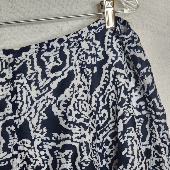 Chico's Navy White Lined Zip Back Sequin Design Hem Midi Skirt Chico Sz 3 US XL - Picture 7 of 16